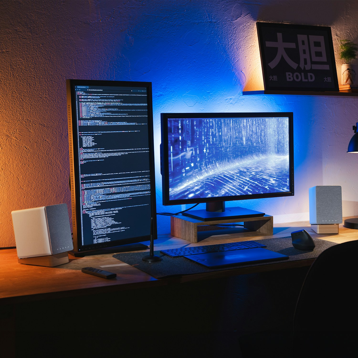Onkyo Creator GX DB10 on work desk with code on screen 2000x2000