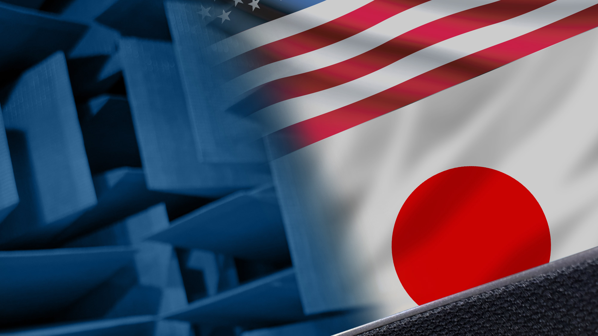 Flexus LP with American and Japanese flags 2000x1333