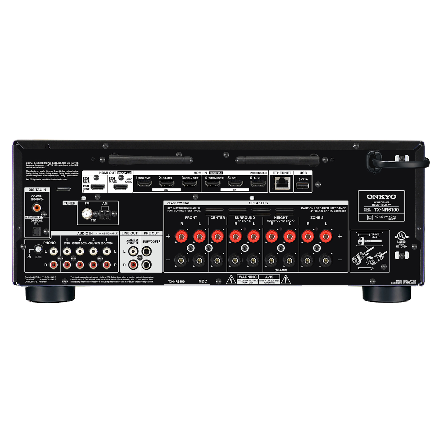 Onkyo TX NR6100 Rear Panel